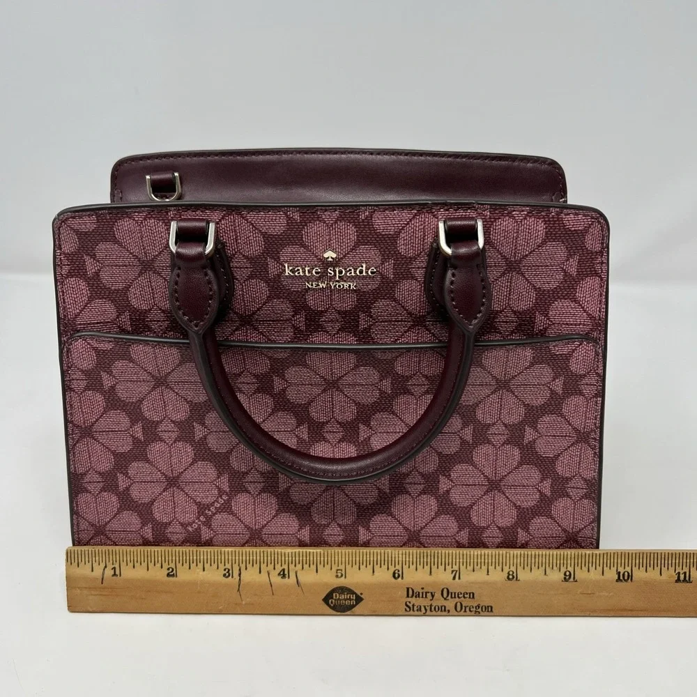 Kate Spade Flower Small Crossbody Bag Satchel Madison Granache Merlot Berry Tote